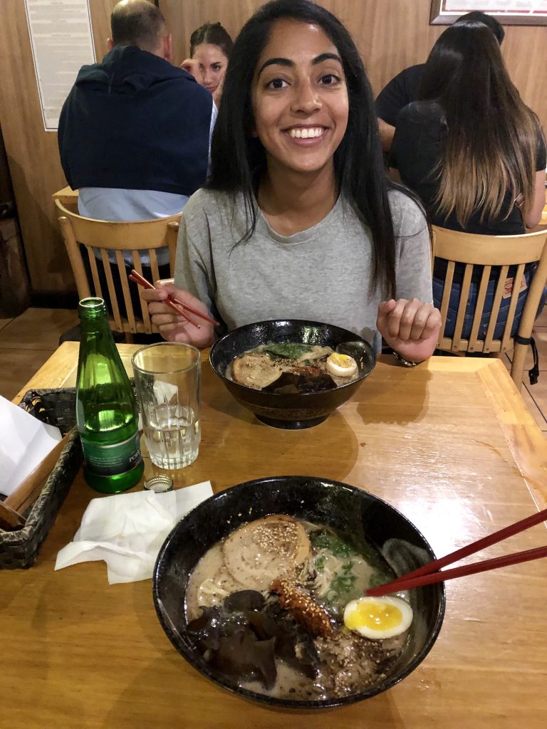 A photo of me eating ramen in Santiago