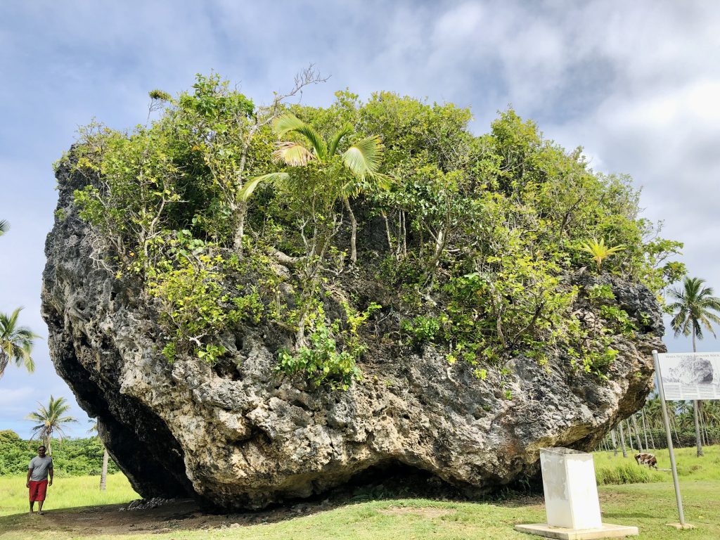A photo of a huge rock that was formed from tsunami debris in Nuku'alofa