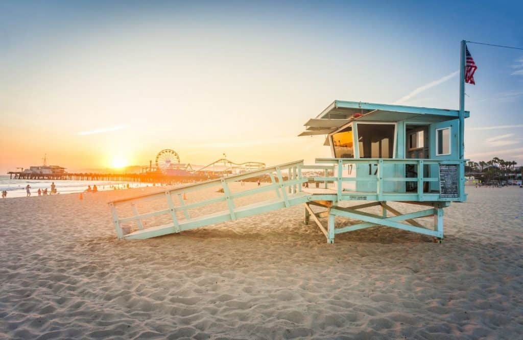 Santa Monica is one of several beautiful beach towns in California.