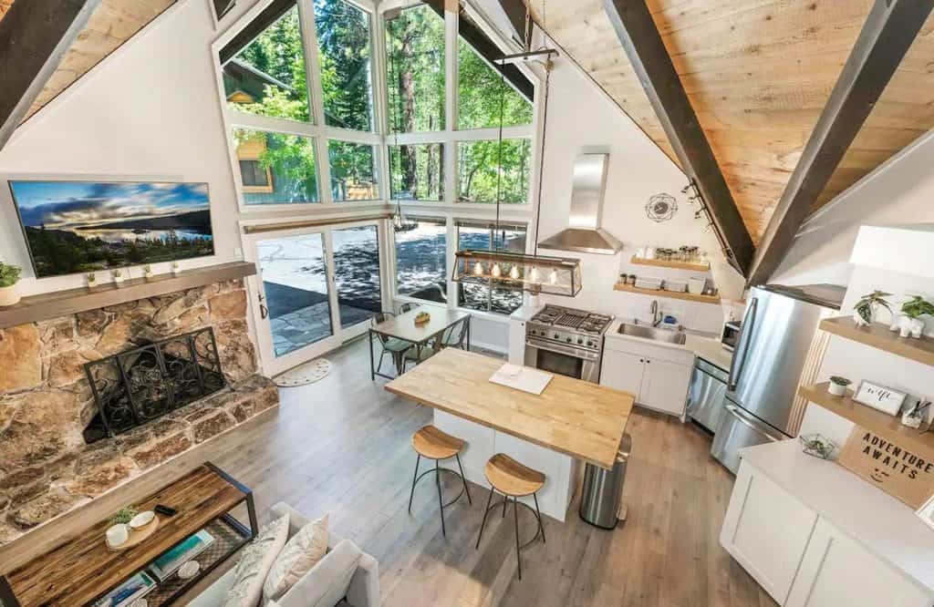 The Tahoe Hideway is one of the prettiest Airbnbs in Lake Tahoe.