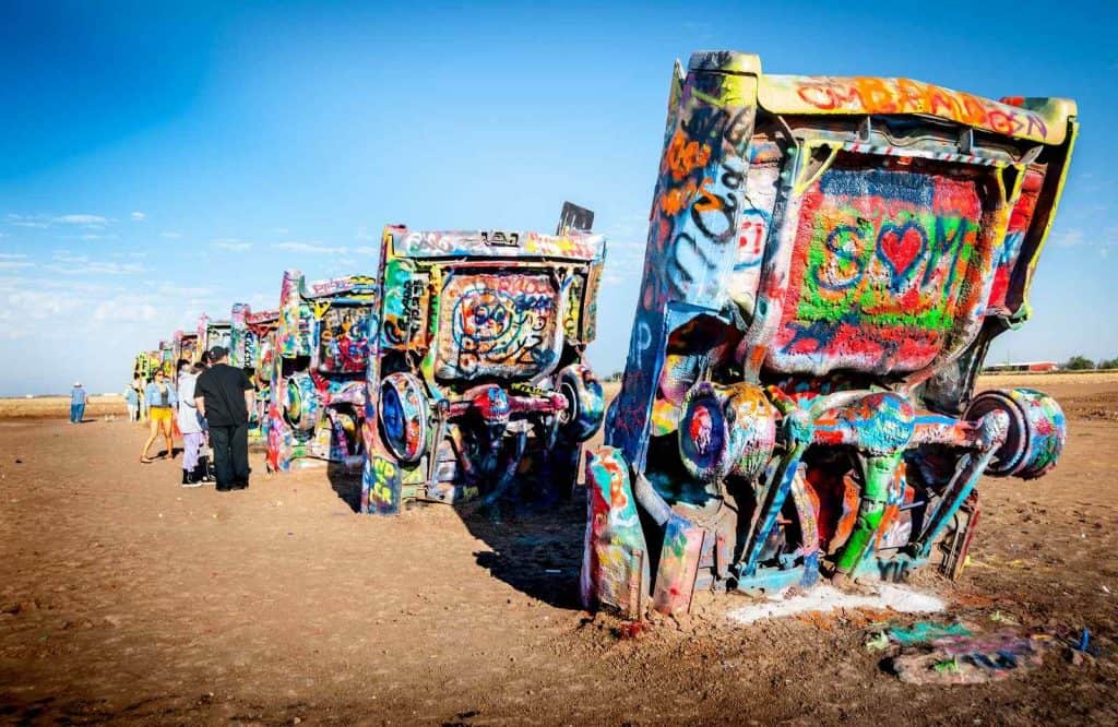 Cadillac Ranch is one of the weirdest Route 66 attractions.