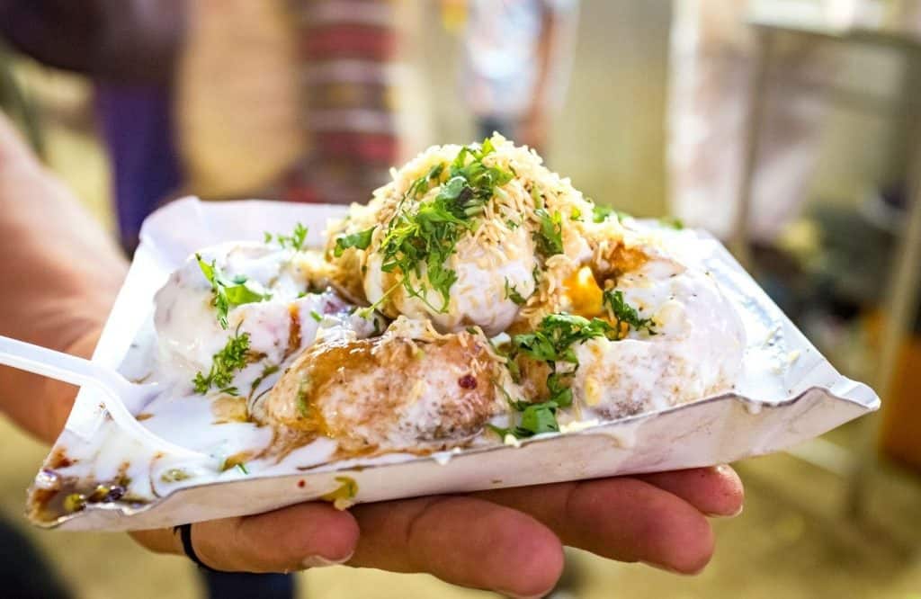 One of the best Indian street food dishes in Dahi Puri.