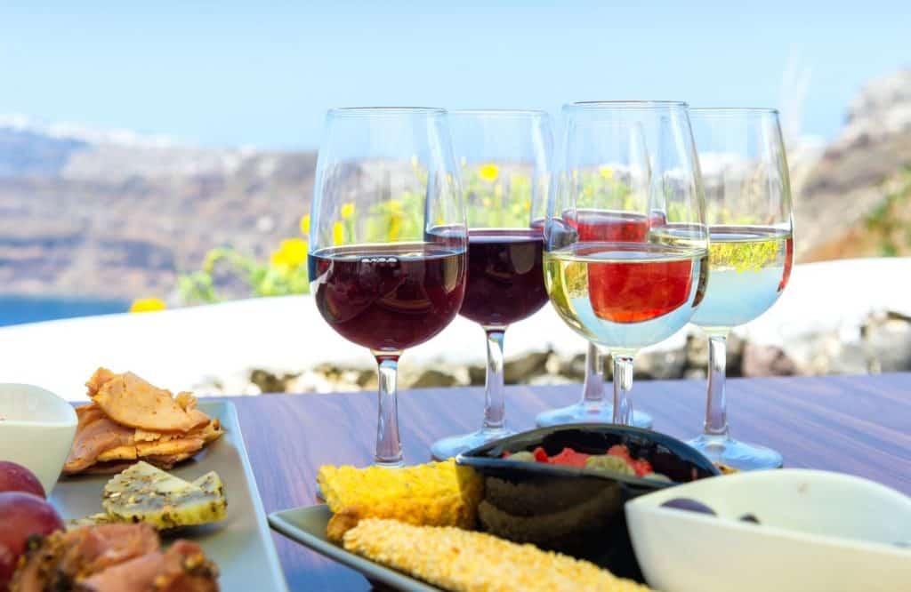 The food is delicious in both Santorini and Mykonos.