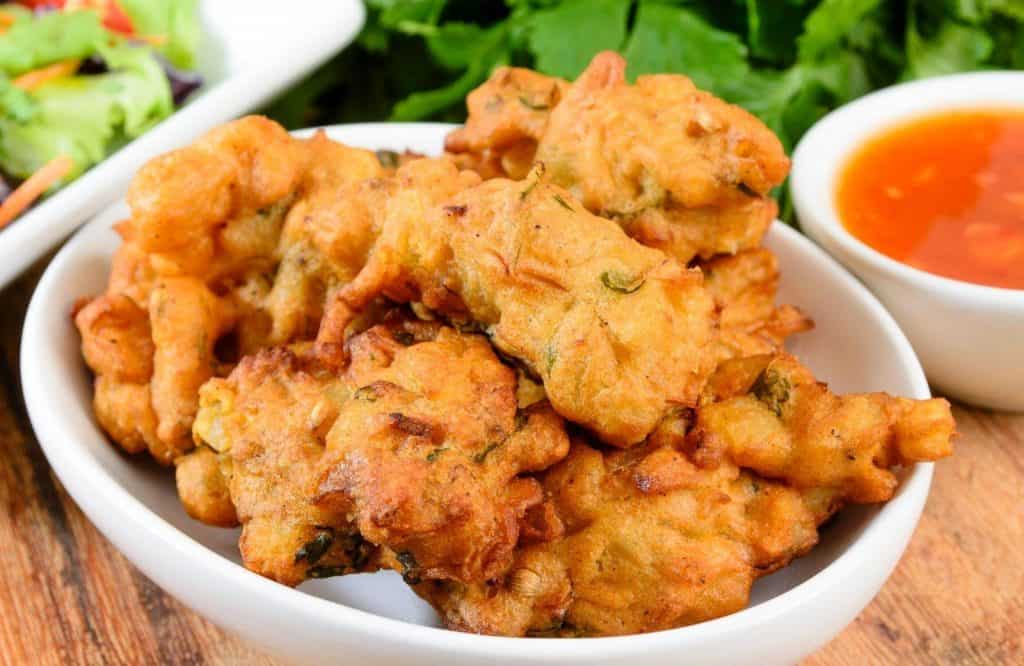 Another Indian street food dish is pakoras.