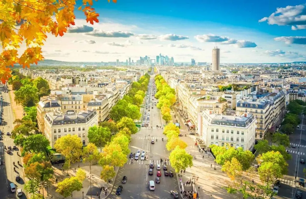 An aerial view of the beautiful and busy Paris streets for famous Paris quotes.