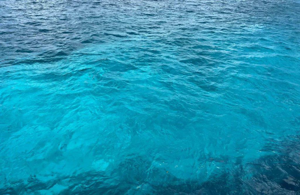 Crystal clear blue waters of Cozumel when taking the ferry from Cozumel to Playa del Carmen.