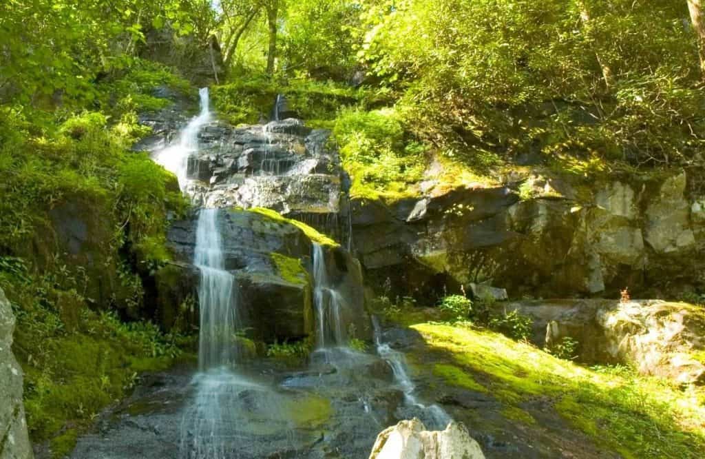 One of many waterfalls in the Smoky Mountains is Hen Wallow Falls.