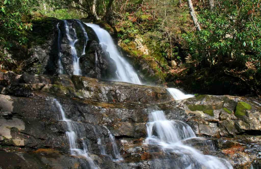 Laurel Falls cascading down some rocks, which is one of the best views in Smoky Mountains.