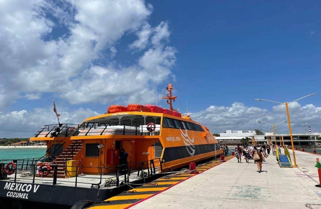 Orange Winjet ferry on how to get to Playa del Carmen from Cozumel.
