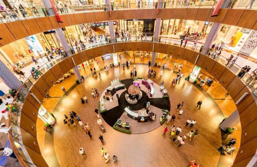 The inside of the Dubai Mall with all of its opulent stores.