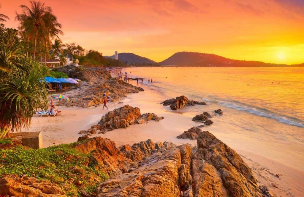 Sunset on the beach in Phuket.