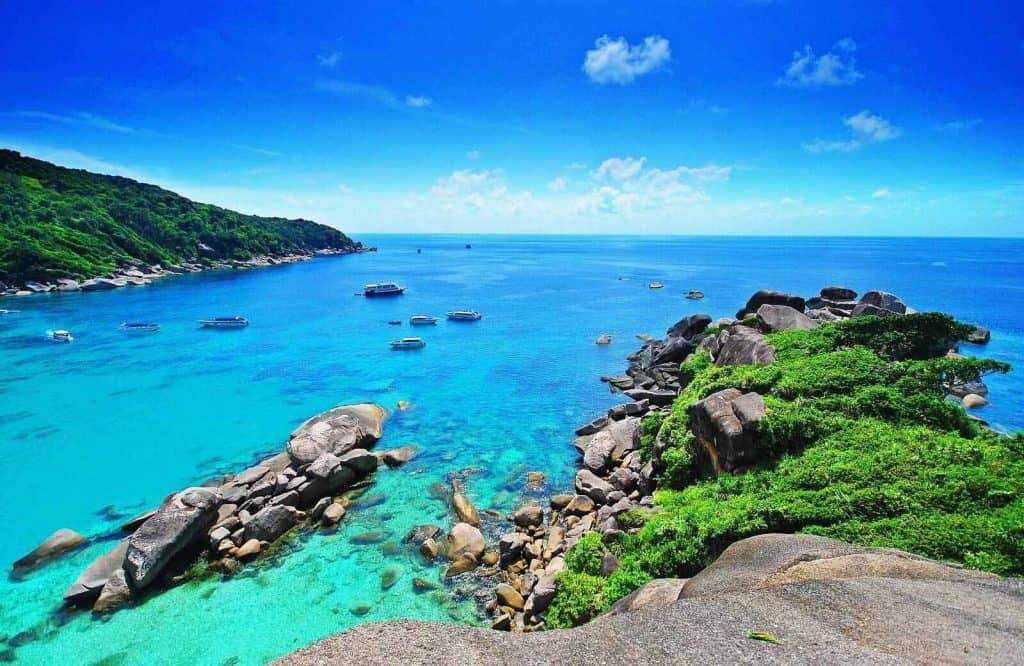 An overlook of the ocean on the Similan Islands.