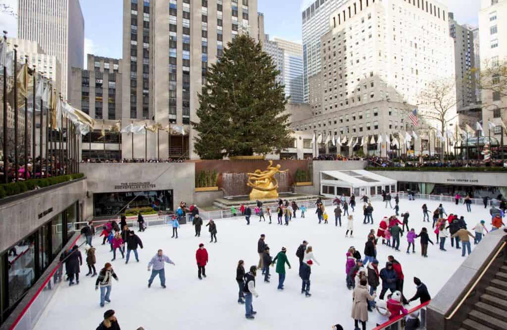 Ice skating rink at Rockefeller Center, which should be on every New York Christmas bucket list.