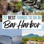 A graphic that says "22 best things to do in Bar Harbor" in blue and black ink to save this post to Pinterest.