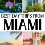 This image is a collage of four photos showcasing different scenic spots around Miami, titled 