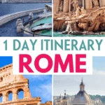 Collage of iconic landmarks in Rome with text overlay that reads